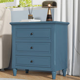 3-Drawer Nightstand Storage Wood Cabinet Blue