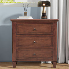 3-Drawer Nightstand Storage Wood Cabinet Brown