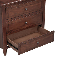 3-Drawer Nightstand Storage Wood Cabinet Brown