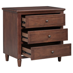 3-Drawer Nightstand Storage Wood Cabinet Brown
