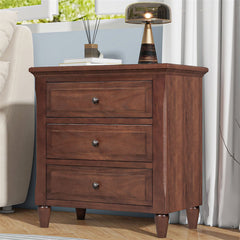3-Drawer Nightstand Storage Wood Cabinet Brown