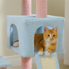 Cute Flower Cat Tree, 47.2" Multi-Level Cat Tower with Sisal Covered Scratching Posts