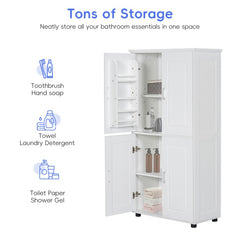 62.2" Bathroom Floor Storage Cabinet, White