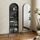 Full Length Mirror on Wheels, Back with 4 Shelves