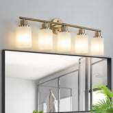 Modern 5 Light Vanity Lamp with Frosted Glass Shade