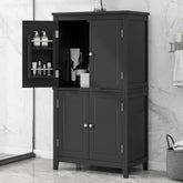 43.3" Elegant Bathroom Floor Storage Cabinet, Black