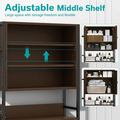 99" Over Toilet Storage Cabinet 4 Layer Side Storage Rack,Brown