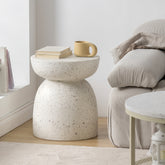 15.7" Modern Round Stone Side Table