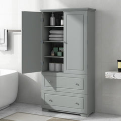 62.3" Wide Bathroom Storage Cabinet, Gray