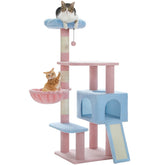 Cute Flower Cat Tree, 47.2" Multi-Level Cat Tower with Sisal Covered Scratching Posts