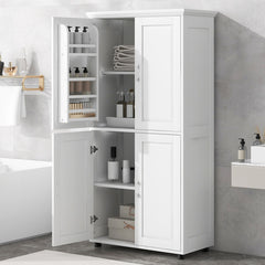 62.2" Bathroom Floor Storage Cabinet, White