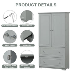 62.3" Wide Bathroom Storage Cabinet, Gray