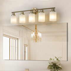 Modern 5 Light Vanity Lamp with Frosted Glass Shade
