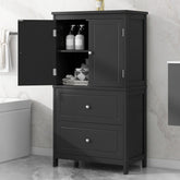 43.3" Adjustable Shelves Bathroom Storage Cabinet, Black