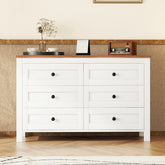 52.6" Vintage Farmhouse Style Wooden Chest of Drawers, White