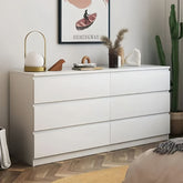 47.2" White Large 6 Drawer Chest Dresser