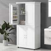 62.2" Bathroom Floor Storage Cabinet, White
