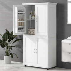 62.2" Bathroom Floor Storage Cabinet, White