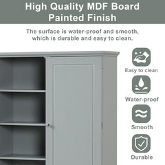 62.3" Wide Bathroom Storage Cabinet, Gray