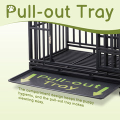 42 Inch Heavy Duty Dog Crate for Large Dogs with Lockable Wheels and Removable Tray