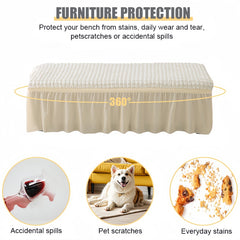 Stretch Seersucker Rectangular Ottoman Cover