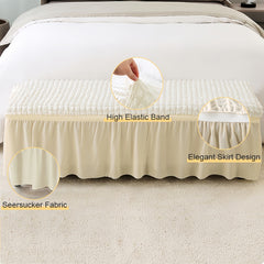 Stretch Seersucker Rectangular Ottoman Cover