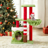 32in Cat Scratching Posts Tower with Cat Condo and Hammock