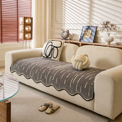 Anti-Slip Chenille Couch Cover with Wavy Edges
