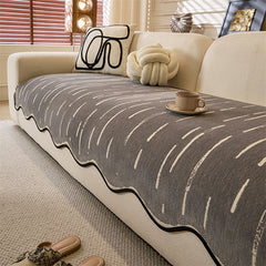 Anti-Slip Chenille Couch Cover with Wavy Edges