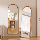 Rustic Solid Wood Full Length Mirror with Stand
