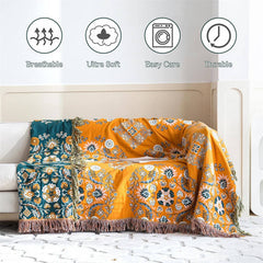 Soft Reversible Bohemian Cotton Throw Blanket