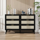 46.6" Modern 6 Drawer Wooden Chest of Drawers, Black