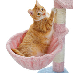 Cute Flower Cat Tree, 47.2" Multi-Level Cat Tower with Sisal Covered Scratching Posts