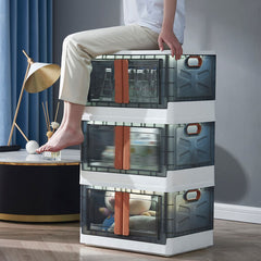 Large Capacity Folding Storage Bin with Lids-3 Packs, 13Gal