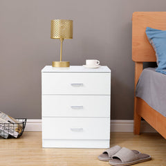 White 3-Drawer Bedside Table