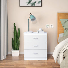 White 3-Drawer Bedside Table