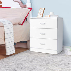 White 3-Drawer Bedside Table