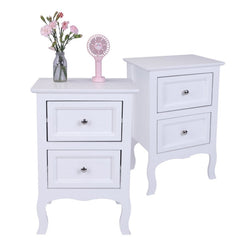 2 Pcs Pastoral Style Solid Wood Bedside Table