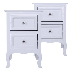 2 Pcs Pastoral Style Solid Wood Bedside Table