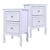 2 Pcs Pastoral Style Solid Wood Bedside Table