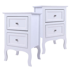 2 Pcs Pastoral Style Solid Wood Bedside Table