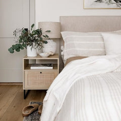 Boho Rattan Storage Bedside Table