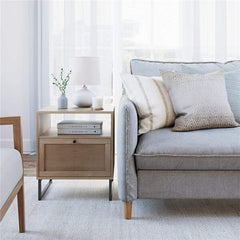 Boho Rattan Storage Bedside Table