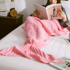 Knitted Mermaid Tail Blanket for Adults & Kids