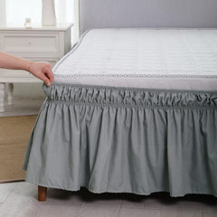 Ruffled Bed Skirt with Elastic Belt, 15-inches Drop