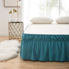 Ruffled Bed Skirt with Elastic Belt, 15-inches Drop