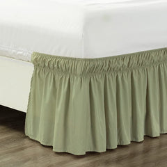 Ruffled Bed Skirt with Elastic Belt, 15-inches Drop
