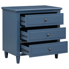 3-Drawer Nightstand Storage Wood Cabinet Blue