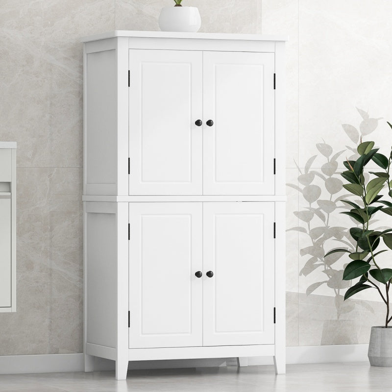 43.3" Elegant Bathroom Floor Storage Cabinet, White