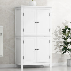 43.3" Elegant Bathroom Floor Storage Cabinet, White